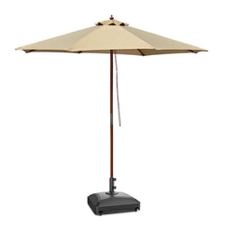 Patio Umbrella Wooden 9ft 8-Rib with Weighted Base