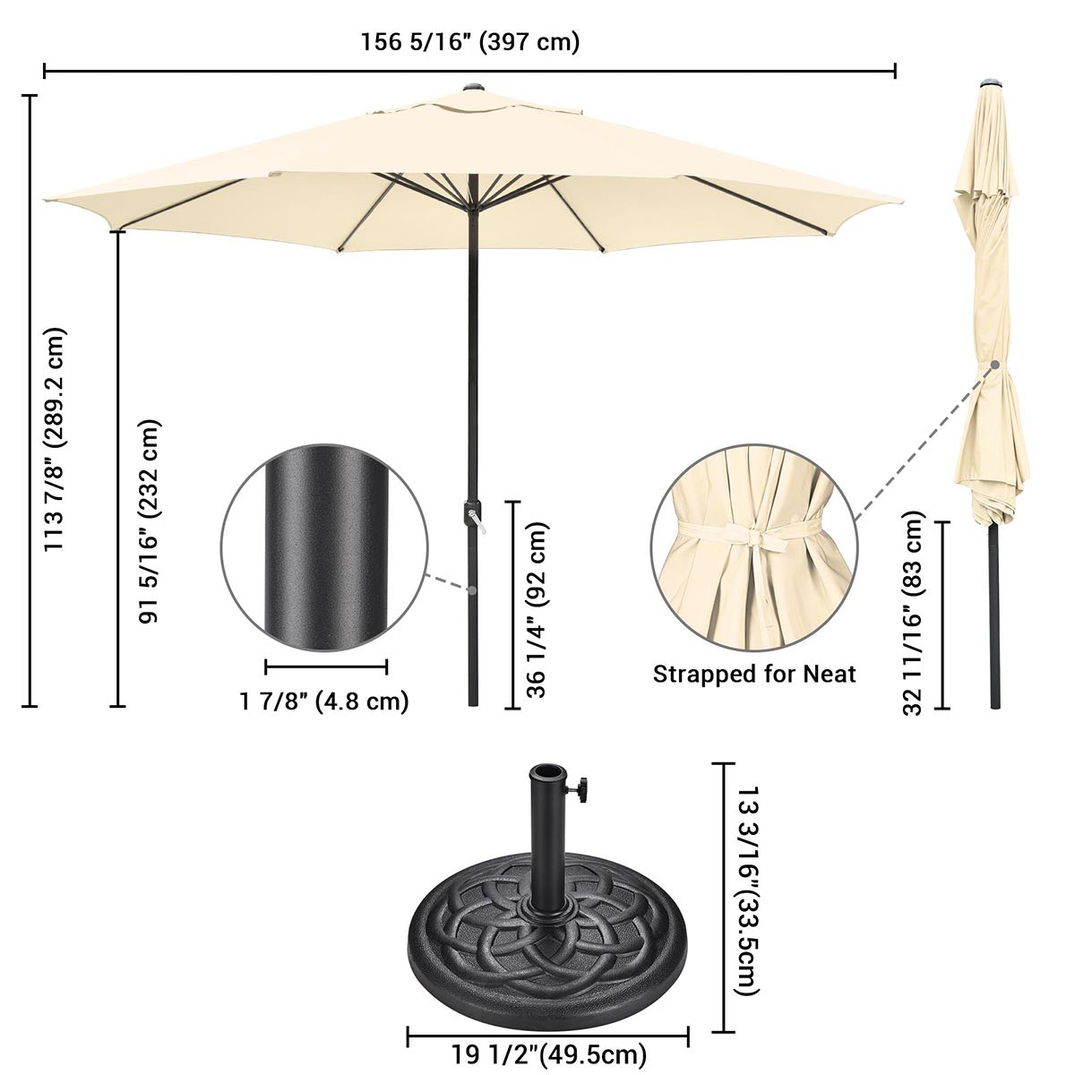 13ft Outdoor Table Umbrella with Concrete Umbrella Base 13ft Outdoor Table Umbrella with Concrete Umbrella Base