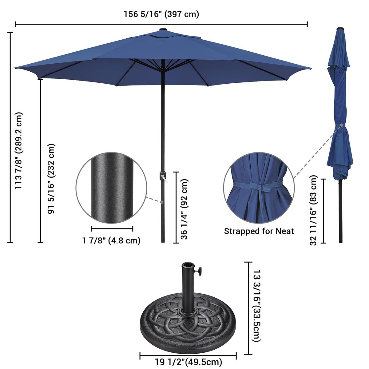 13ft Outdoor Table Umbrella with Concrete Umbrella Base 13ft Outdoor Table Umbrella with Concrete Umbrella Base