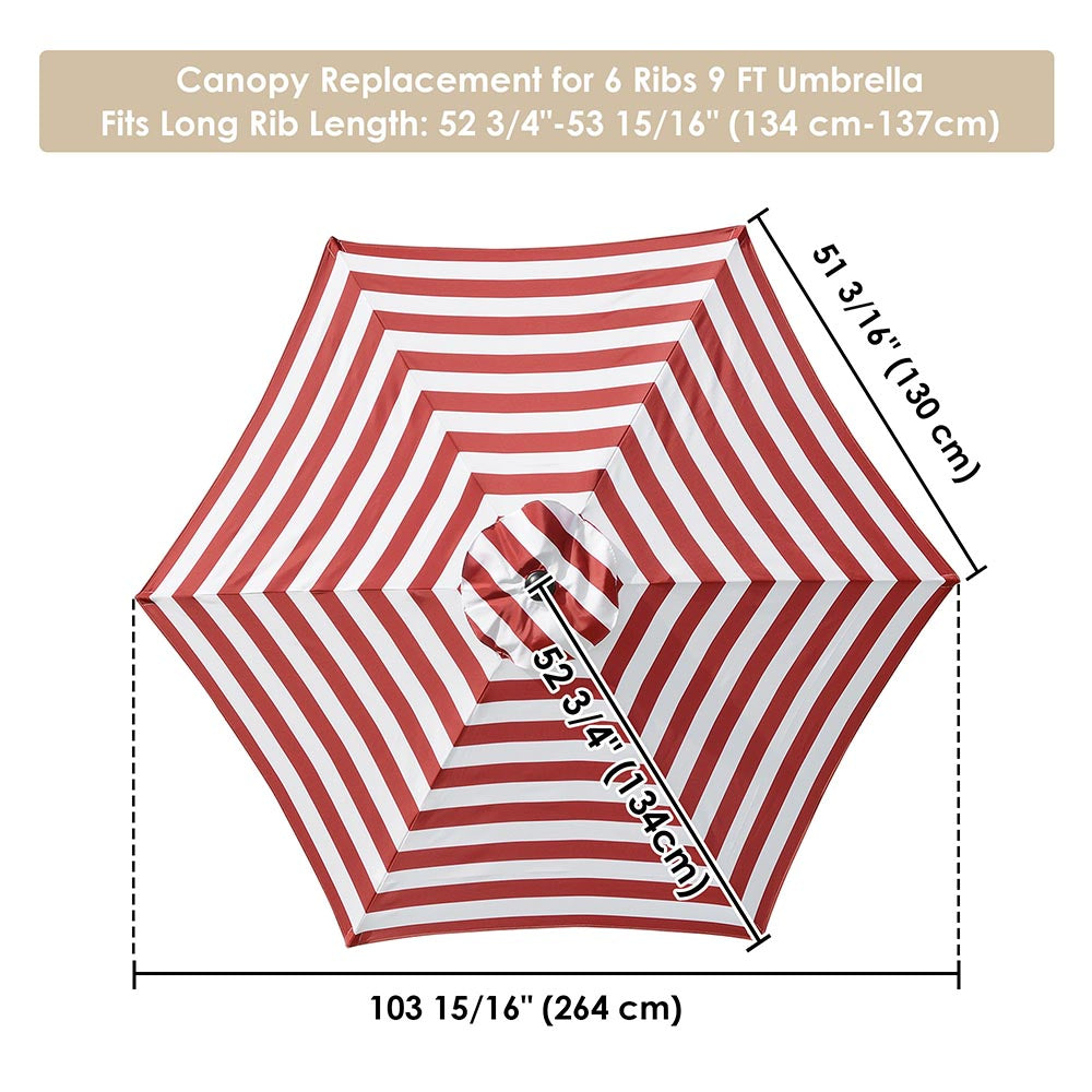 Patio Umbrella Canopy 9ft 6-Rib