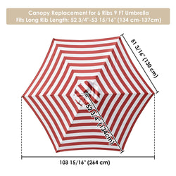 Patio Umbrella Canopy 9ft 6-Rib