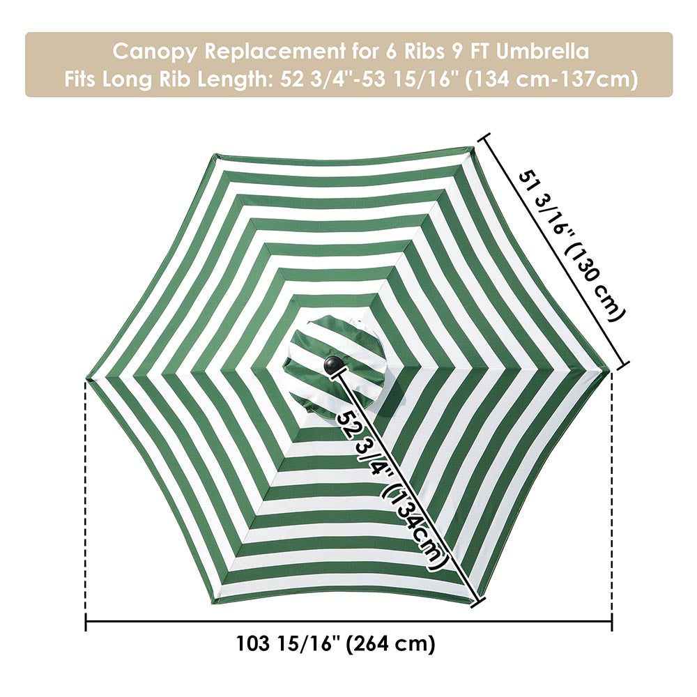 9ft patio umbrella replacement Canopy 8-Rib Fits 6 ribs umbrella frame 9FT Patio Umbrella Replacement Canopy