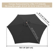 Patio Umbrella Canopy 9ft 6-Rib