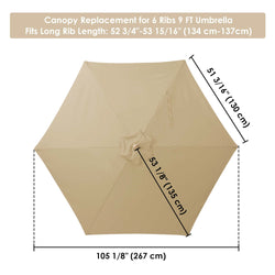 Patio Umbrella Canopy 9ft 6-Rib