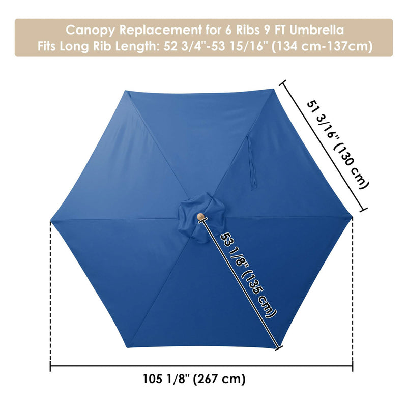 Patio Umbrella Canopy 9ft 6-Rib