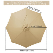 Patio Umbrella Canopy 9ft 8-Rib