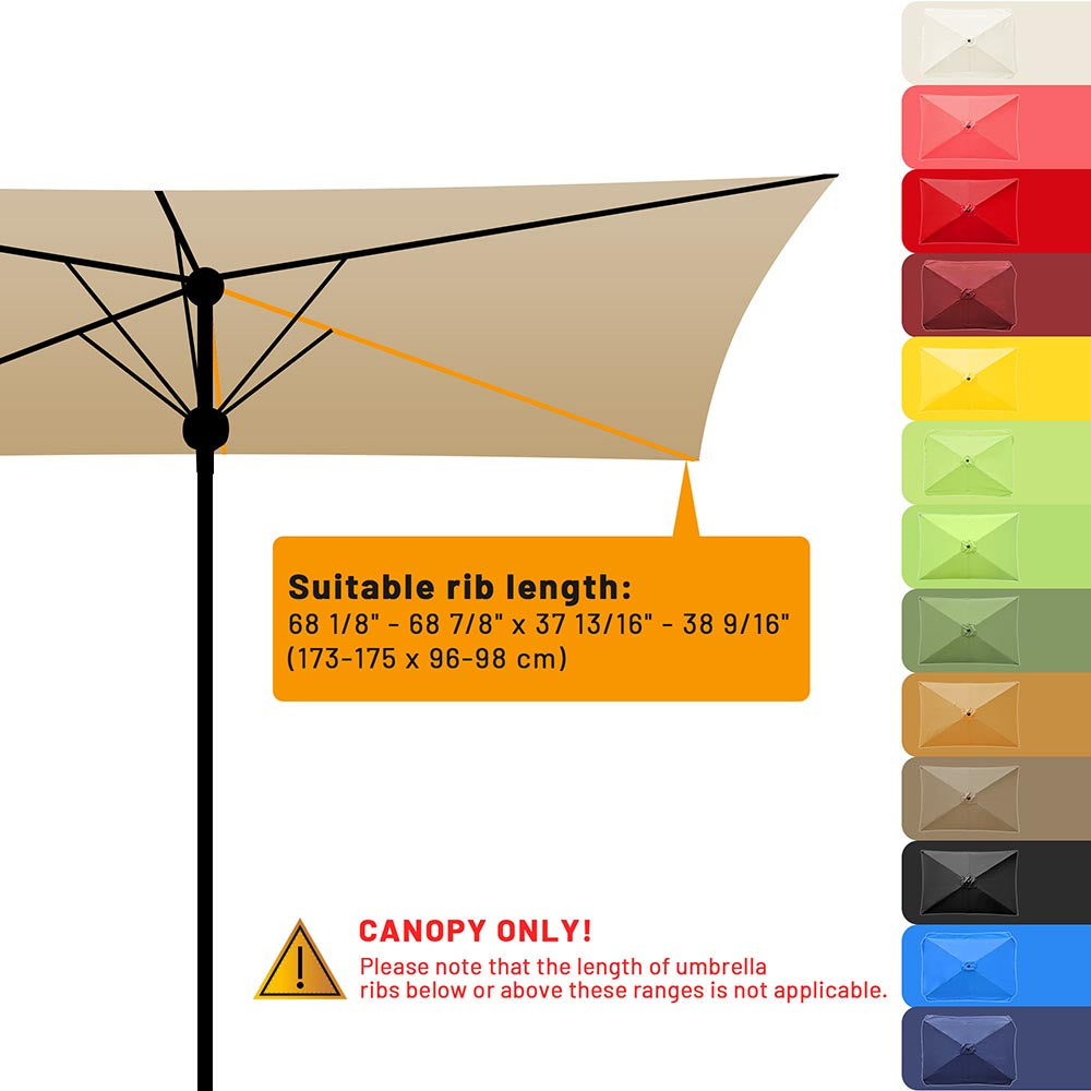 Rectangular Patio Umbrella Canopy 10x6.5ft 6-Rib Rectangular Patio Umbrella Canopy 10x6.5ft 6-Rib