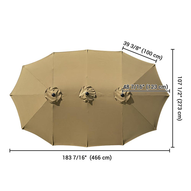 Rectangular Patio Umbrella Canopy 15x9ft 12-Rib