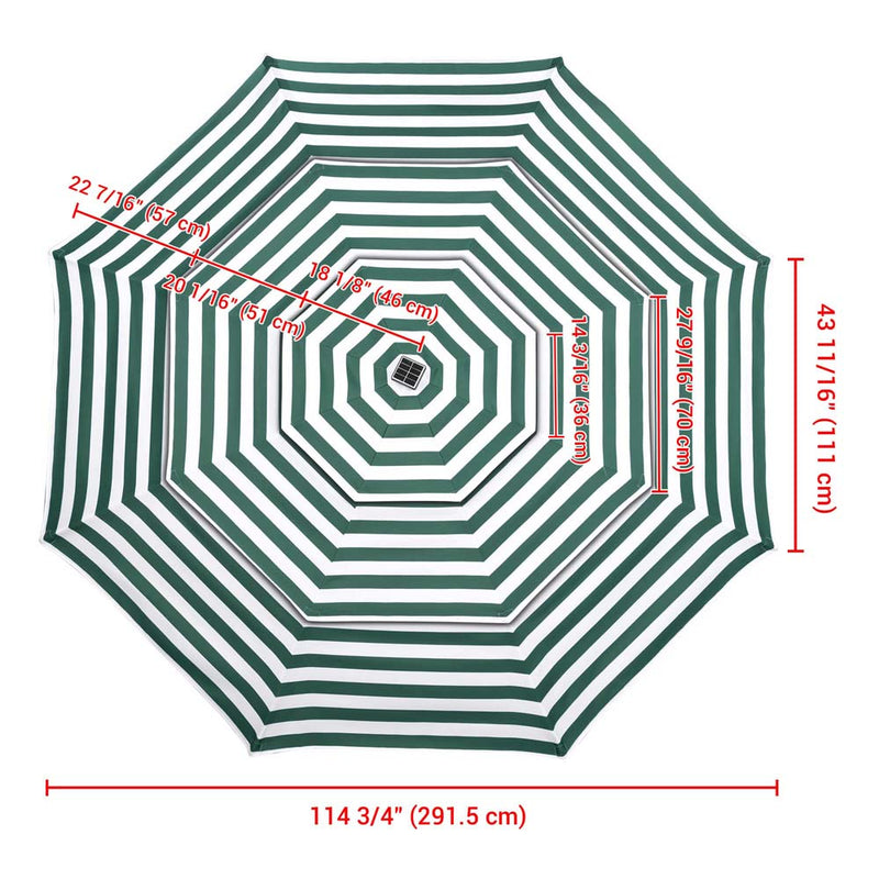 TheDisplayOutlet Patio Umbrella Canopy 10ft 8-Rib 3-Tiered, Green White Image