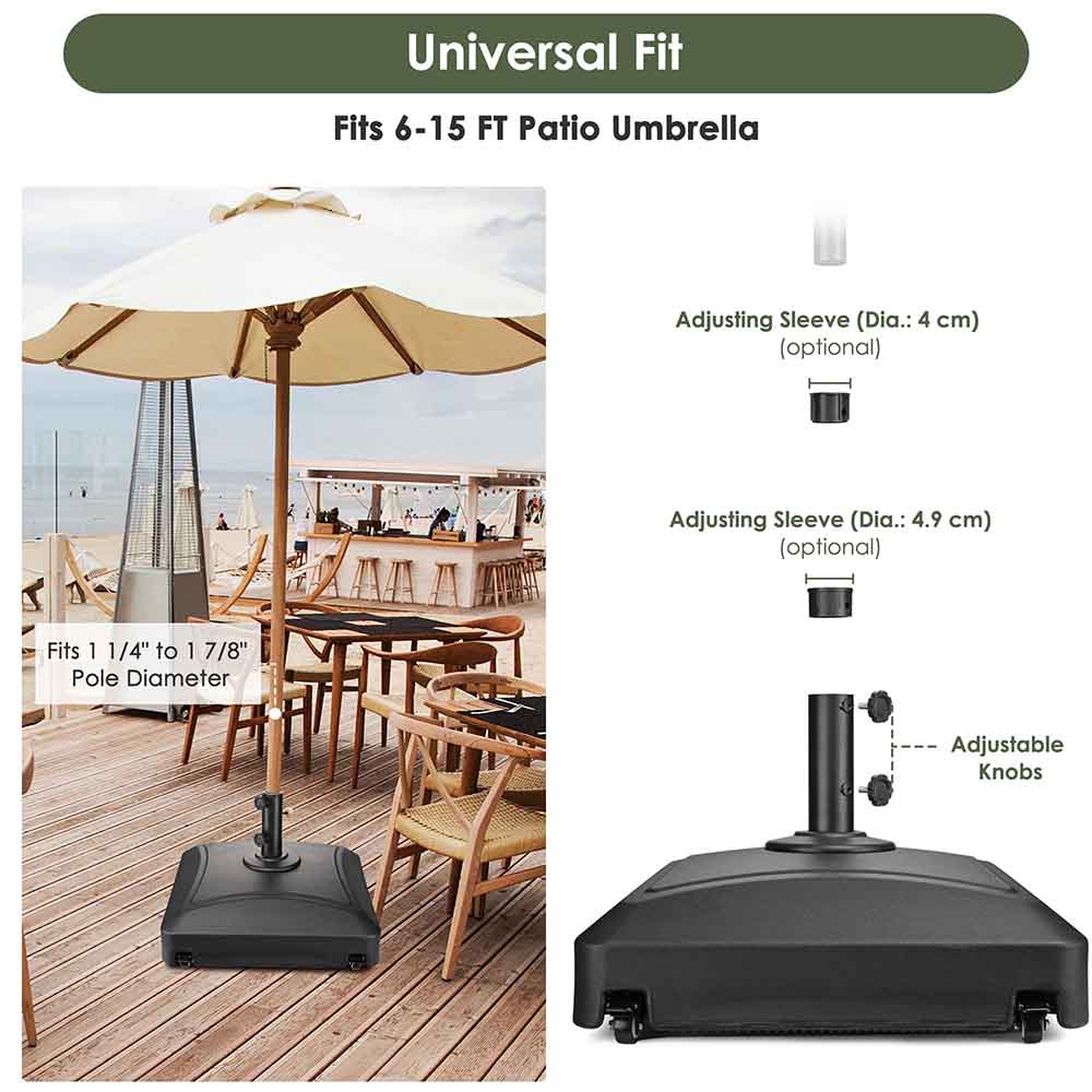 Patio Umbrella Weights w/ Wheels 88-143 lb for 1 7/8 Patio Umbrella Weights w/ Wheels 88-143 lb for 1 7/8