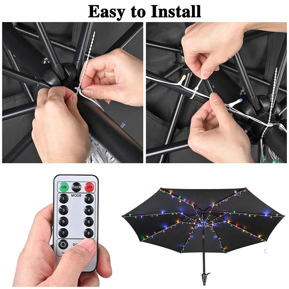 can you use a patio umbrella for stringing lights String Lights for Metal Patio Umbrella 9ft/10ft 8-Rib