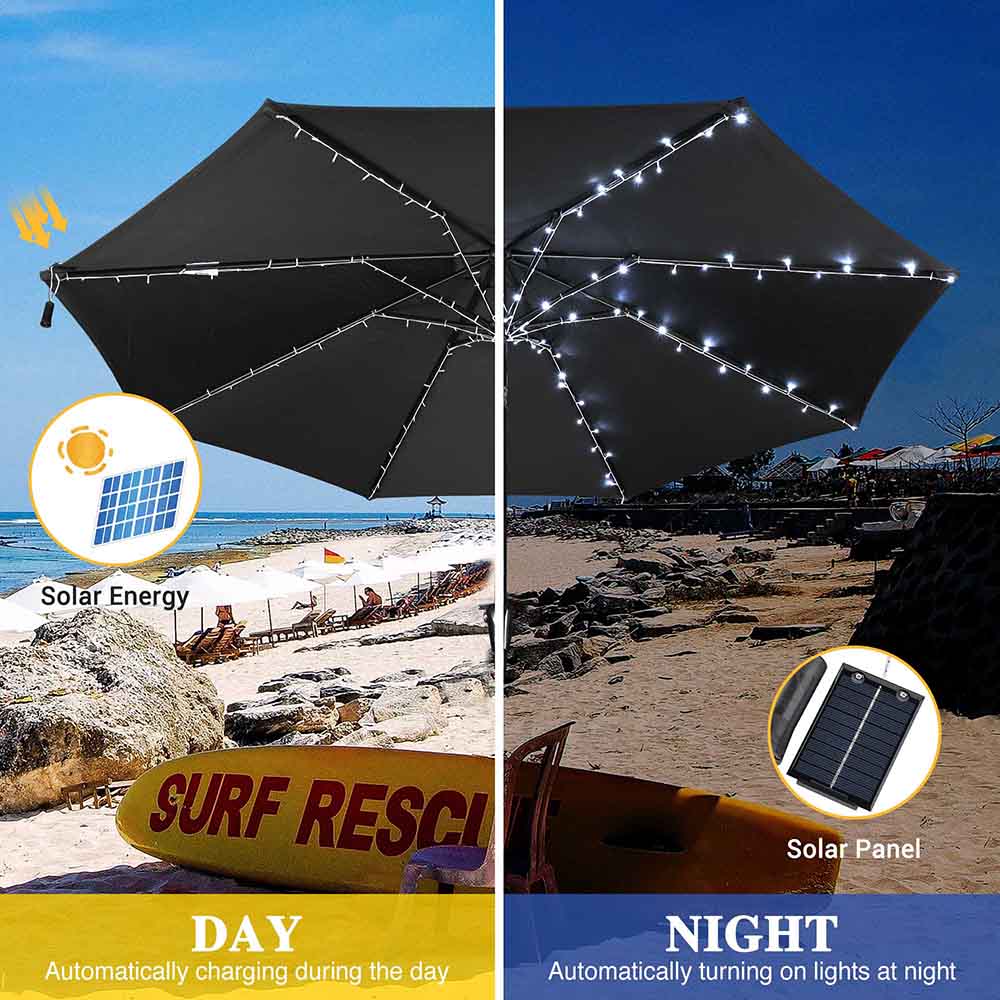 battery operated patio umbrella string lights Solar Lights for Patio Umbrella 9-10ft 8-Rib Remote Control