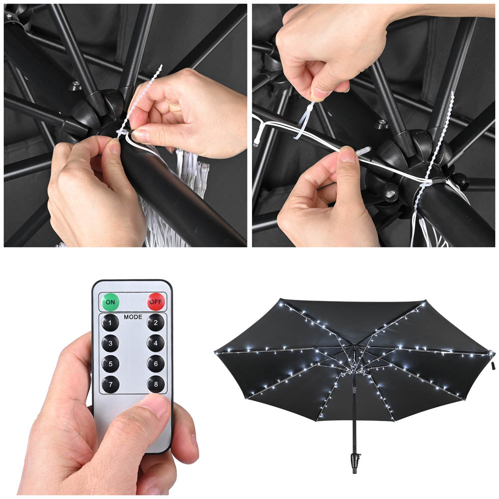 Solar Lights for Patio Umbrella 9-10ft 8-Rib Remote Control Solar Lights for Patio Umbrella 9-10ft 8-Rib Remote Control