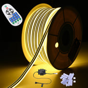 Flexible Warm White Neon Rope Light 100' RF Remote