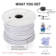 150ft Flex Neon LED Strip Warm White RF Remote