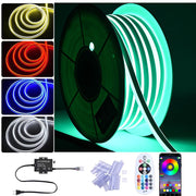 TheDisplayOutlet Outdoor Rope Light RGBW Neon Strip App Music Sync RF Remote, 100ft Image