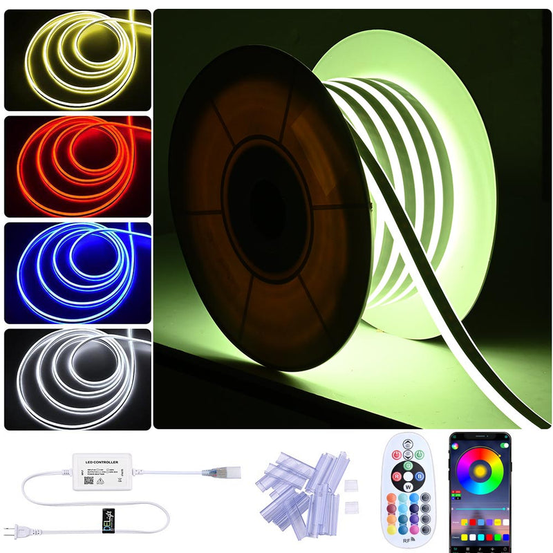 TheDisplayOutlet Outdoor Rope Light RGB Light Strip App Music Sync RF Remote, 50ft Image