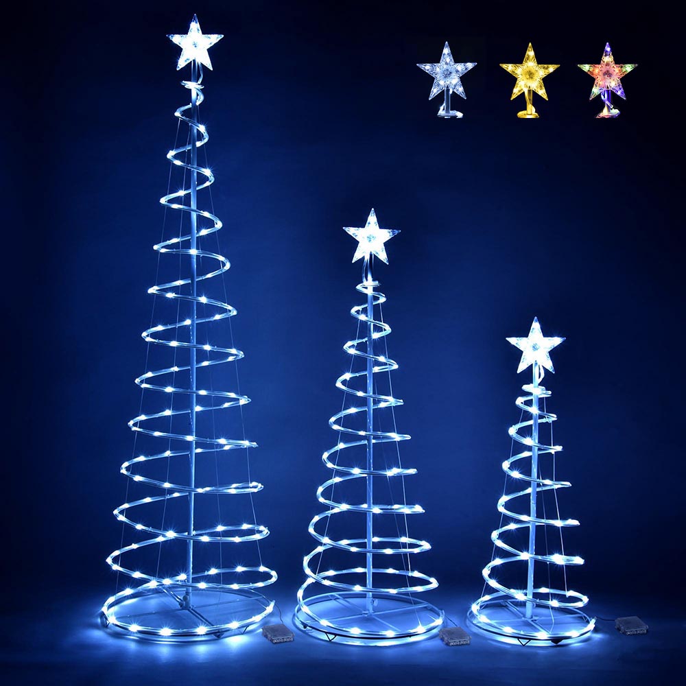 3ct Lighted Spiral Xmas Trees Battery Powered 6ft 4ft 3ft – The Display 