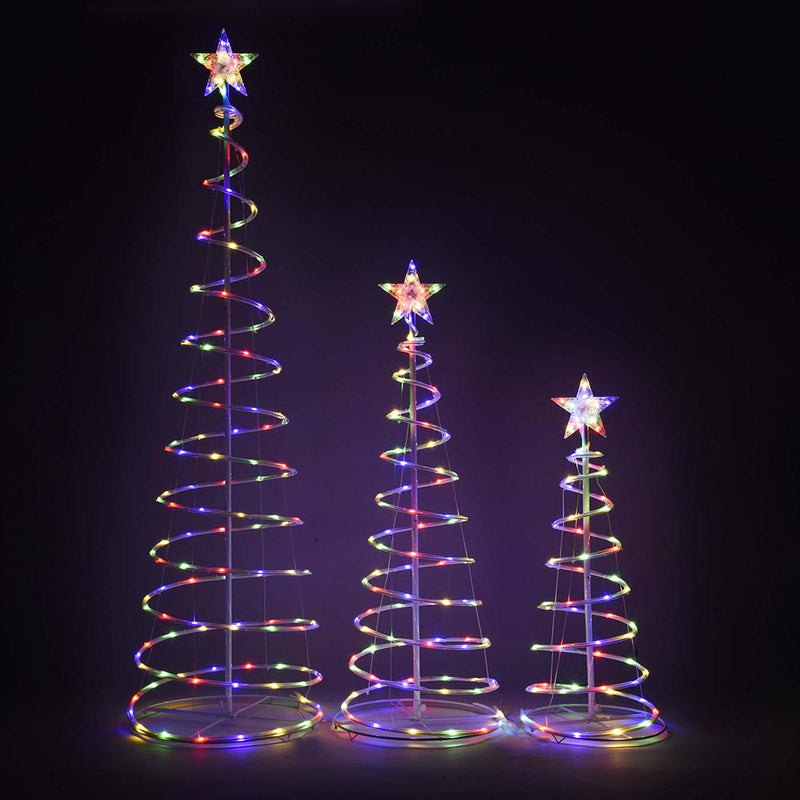 3ct Lighted Spiral Xmas Trees USB Cable Powered 6ft 4ft 3ft