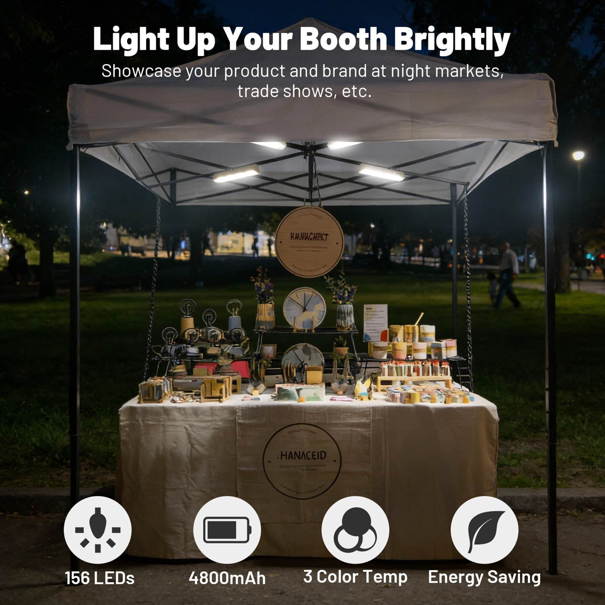 tent canopy lights Magnetic Light Bar Rechargeable for Canopy Tent, Popup Market