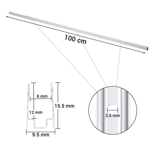 Aluminum Channel U-Profile 8x12mm Mounts RGBW Neon Rope Light