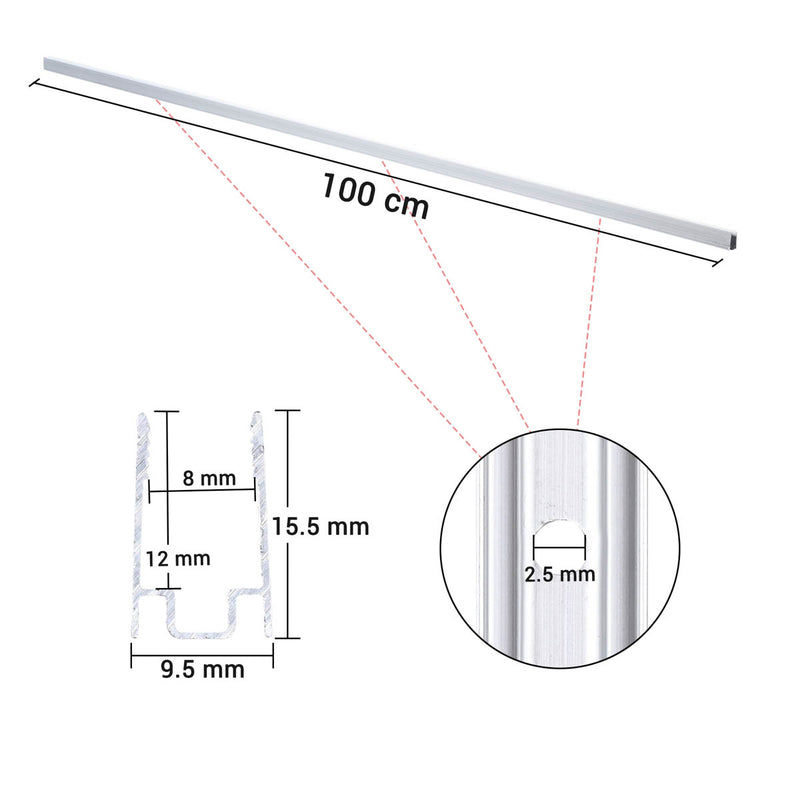 TheDisplayOutlet Aluminum Channel U-Profile 8x12mm Mounts RGBW Neon Rope Light, 39in 5ct. Image