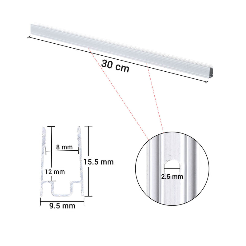 TheDisplayOutlet Aluminum Channel U-Profile 8x12mm Mounts RGBW Neon Rope Light, 12in 10ct. Image