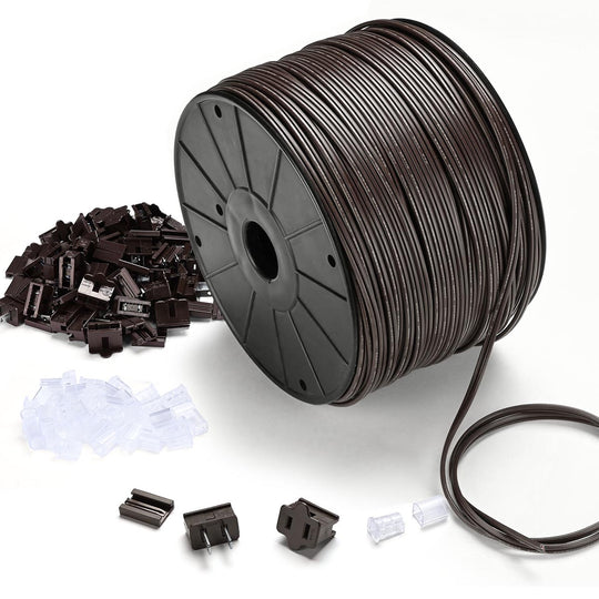 500ft Outdoor Electrical Zip-Cord Wire SPT-1 w/ Plugs & End Caps