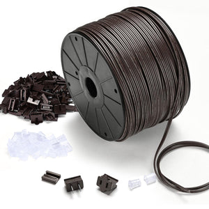 TheDisplayOutlet 500ft Outdoor Electrical Zip-Cord Wire SPT-1 w/ Plugs & End Caps, Brown Image