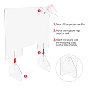 Sneeze Guards Desk Dividers 3-Panel 36"x24" Acrylic