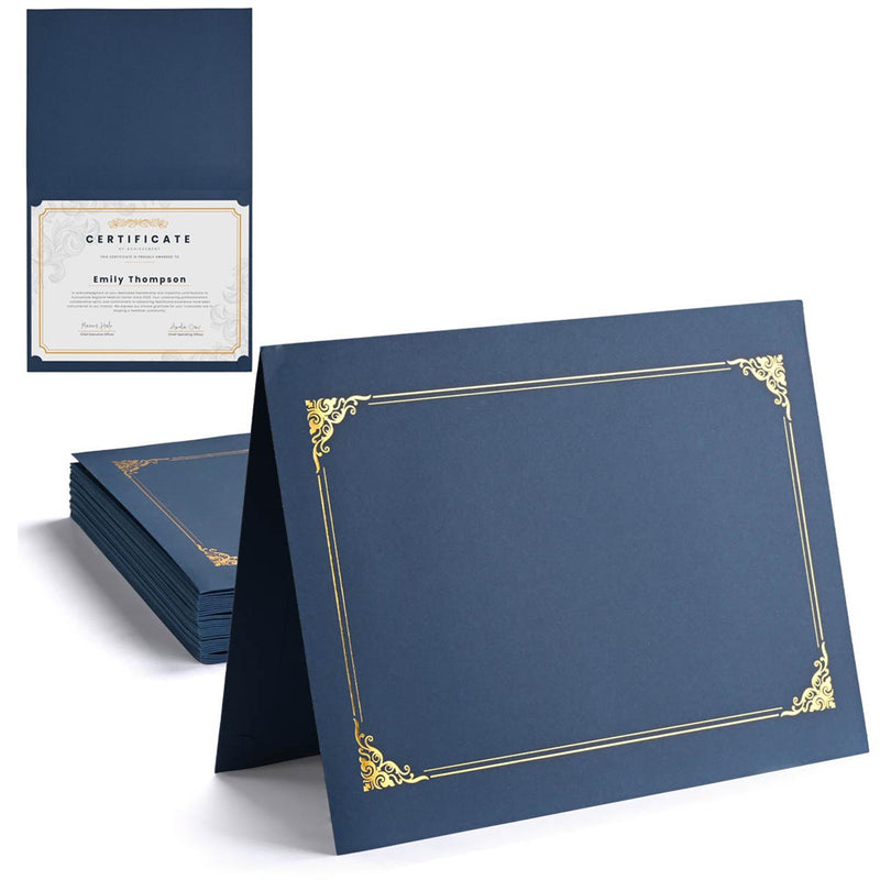 8.5x11 Certificate Holders Navy Blue Cardboard 30ct/pk
