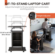 Adjustable Mobile Laptop Cart with Storage