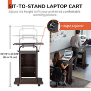 Adjustable Mobile Laptop Cart with Storage