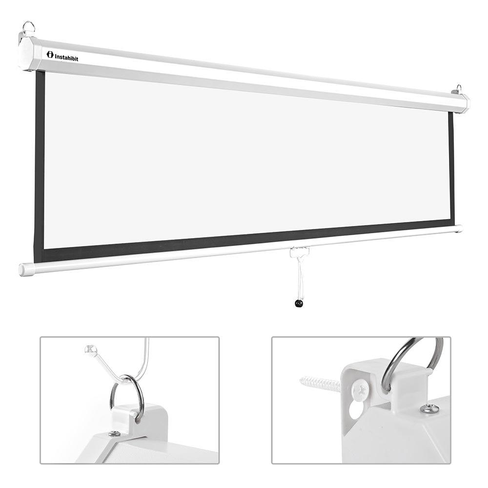 Instahibit プロジェクタースクリーン 巻き上げ式　16:9 72インチ Instahibit Wall/Ceiling Mounted Pull Down Projector Screen 72