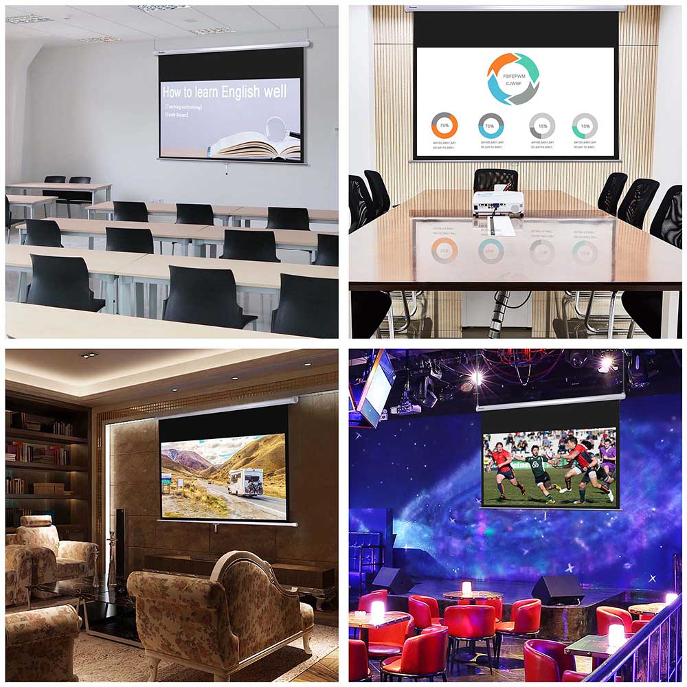 Instahibit Wall/Ceiling Mounted Pull Down Projector Screen 72