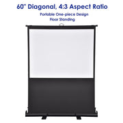 Portable Floor Stand Retractable Projector Screen 60" 4:3