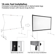 TheDisplayOutlet Portable Freestanding Front Projector Screen w/ Legs 100" 16:9 Image