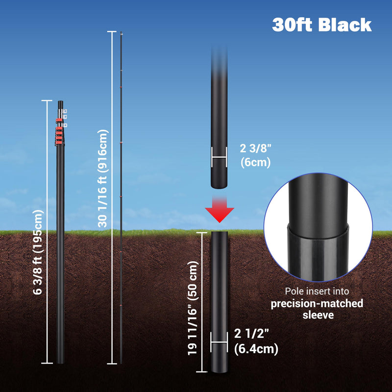 TheDisplayOutlet Aluminum Antenna Mast for Starlink, Car Dealership Events, 30ft Black Image