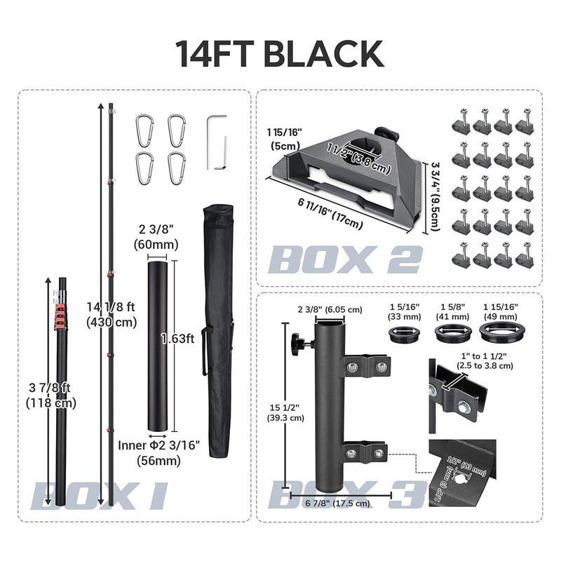 TheDisplayOutlet Aluminum Antenna Mast for Starlink Mini - Dish & Ladder Mounts, 14ft Black Image
