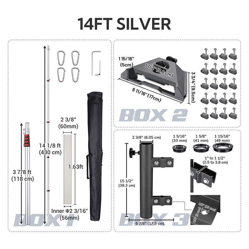 TheDisplayOutlet Aluminum Antenna Mast for Starlink Mini - Dish & Ladder Mounts, 14ft Silver Image