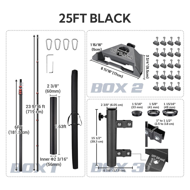 TheDisplayOutlet Aluminum Antenna Mast for Starlink Mini - Dish & Ladder Mounts, 25ft Black Image