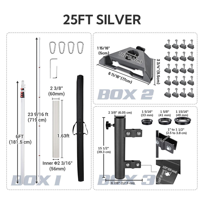 TheDisplayOutlet Aluminum Antenna Mast for Starlink Mini - Dish & Ladder Mounts, 25ft Silver Image