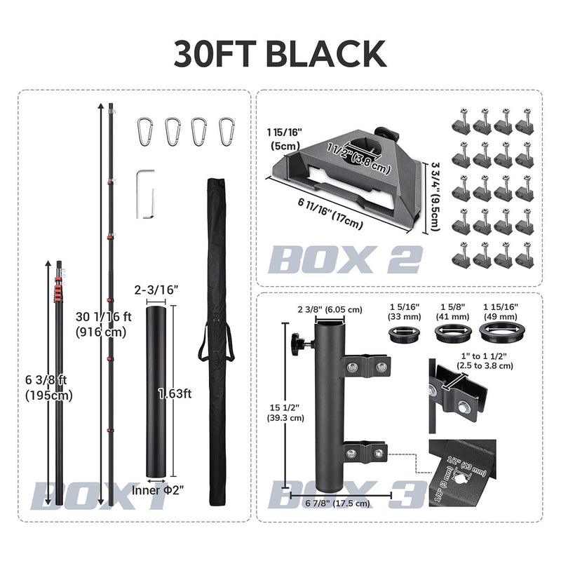 TheDisplayOutlet Aluminum Antenna Mast for Starlink Mini - Dish & Ladder Mounts, 30ft Black Image