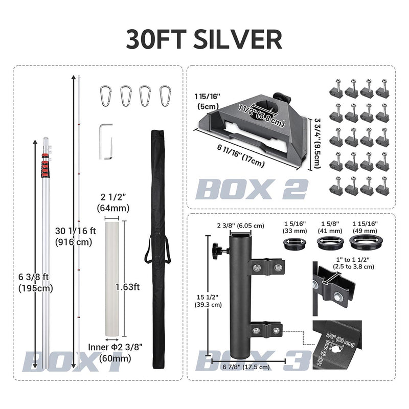 TheDisplayOutlet Aluminum Antenna Mast for Starlink Mini - Dish & Ladder Mounts, 30ft Silver Image