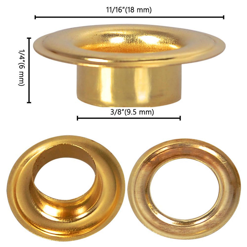 TheDisplayOutlet Grommets (Eyelets & Washers) #0 #2 #4 Hardware Fasteners, #2, Brass Image