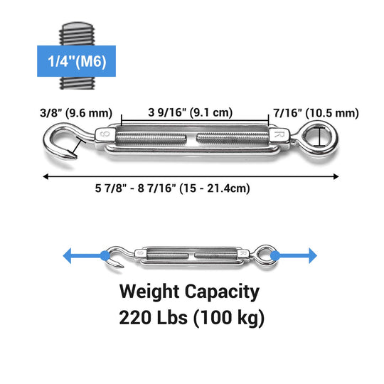 Stainless Hook-Eye Turnbuckles for Batting Cage Cable