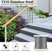 TheDisplayOutlet Cable Rail T316 Stainless Steel Wire 7x7 1/8" Image