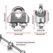 TheDisplayOutlet Stainless Steel Batting Cage Cable Clamps 18ct., M3(9mm) 1/8in Image