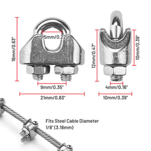 TheDisplayOutlet Stainless Steel Batting Cage Cable Clamps 18ct., M3(9mm) 1/8in Image