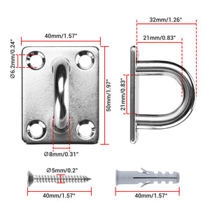 TheDisplayOutlet 304Stainless Steel Pad Eye Batting Cage Anchor Plate 6ct., M8 1/8in Image